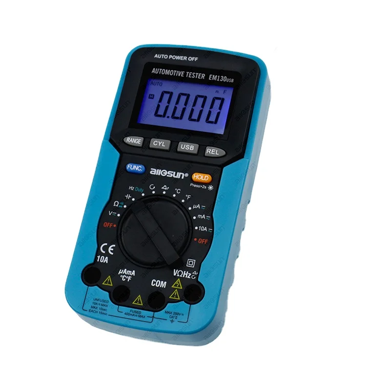 EM130USB Pro Digital Automotive Multimeter Handheld RPM Dwell Angle Test Pulse Width Test