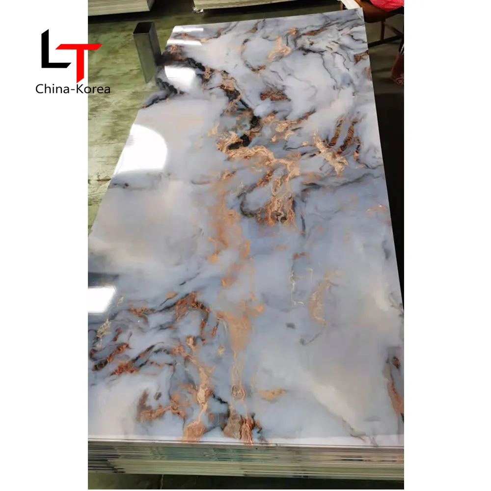Longtime High Quality High Glossy Bright Color Flexible Wall Decorative Board UV PVC Marble Sheet