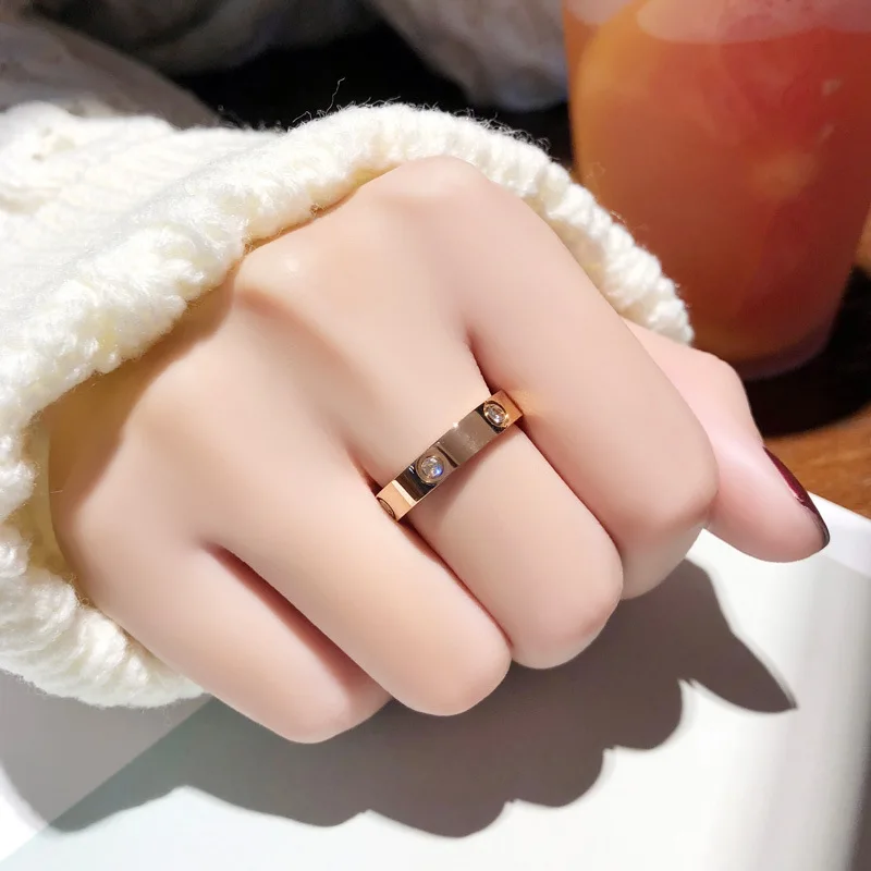 Luxury Fashion 18K Gold Plated Couple Finger Rings Jewelry Stainless Steel Designer Promise Rings Gifts For Women