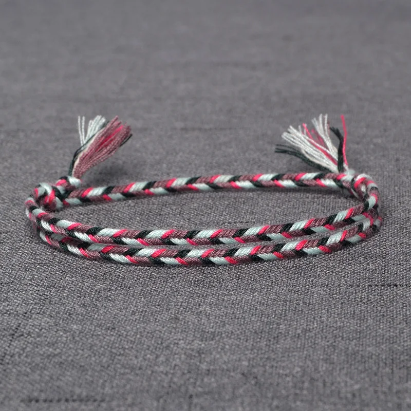 AKK-04  Handmade Woven String Bracelets for Women Men Tassel Knots Colorful Thread Rope Tibetan Bracelet Ethnic Jewelry