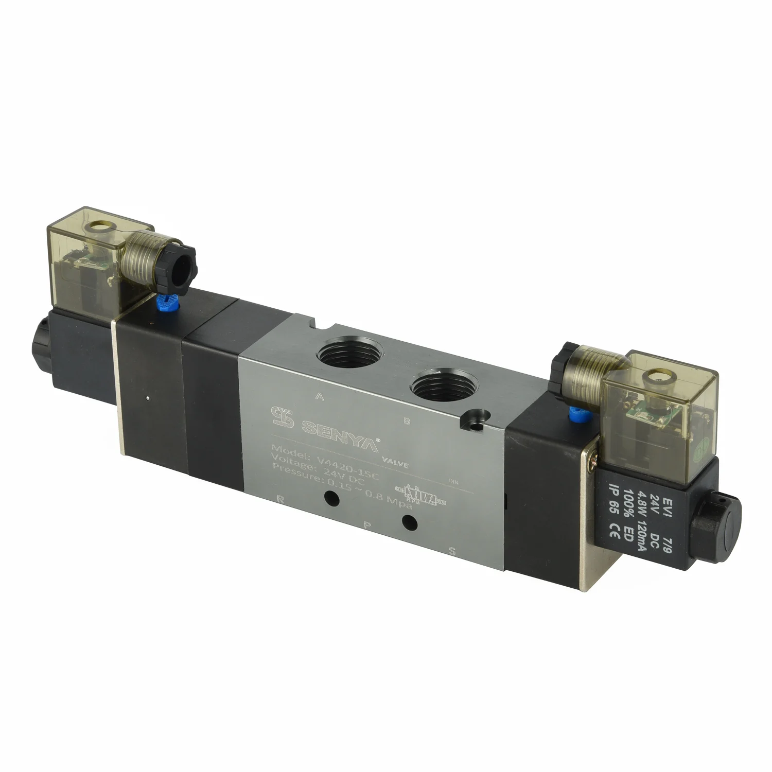 4V Series Double Coil Control Solenoid Valve 220V 110V 24V Solenoid Valve 2/5 Way 3/5 Way Pneumatic Air Control Solenoid Valve