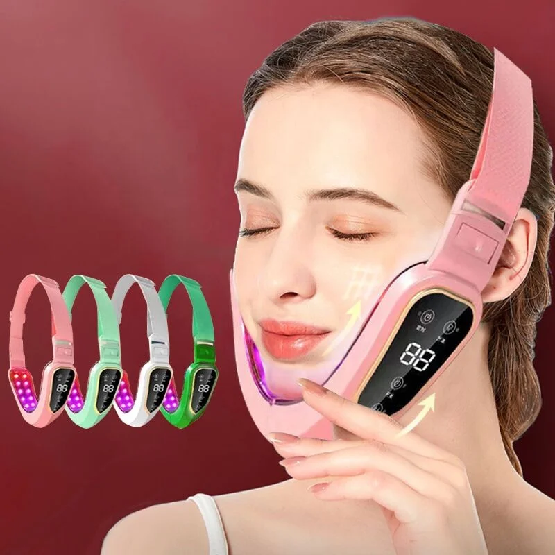 Ems Face Massager Facial Double Chin Remover Led Light Therapy V-shaped Facial Lift Device