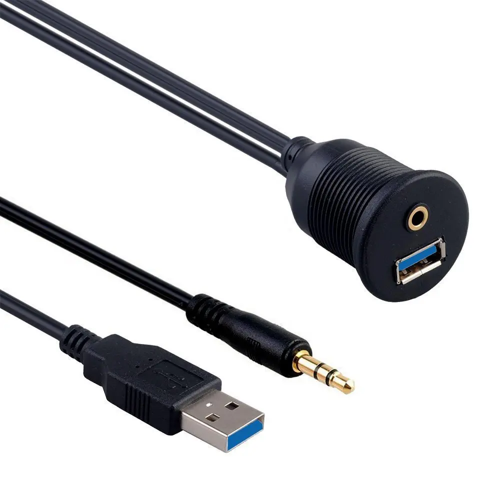 Waterproof automotive Cable USB 3.0 AUX Marine Car Audio Cable Music input Charger Ports