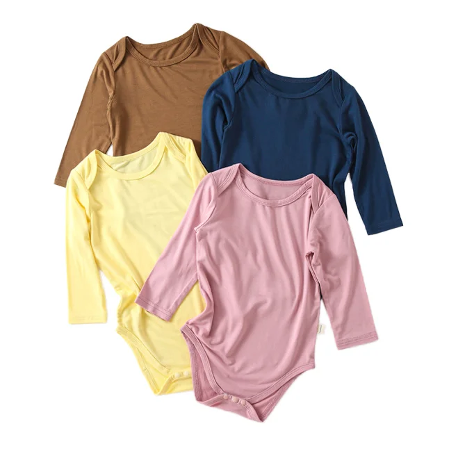 Summer Pure Color Infant Kids Clothes Cotton Toddler Outfits Newborn Long Sleeve Baby Rompers for Boys and Girls
