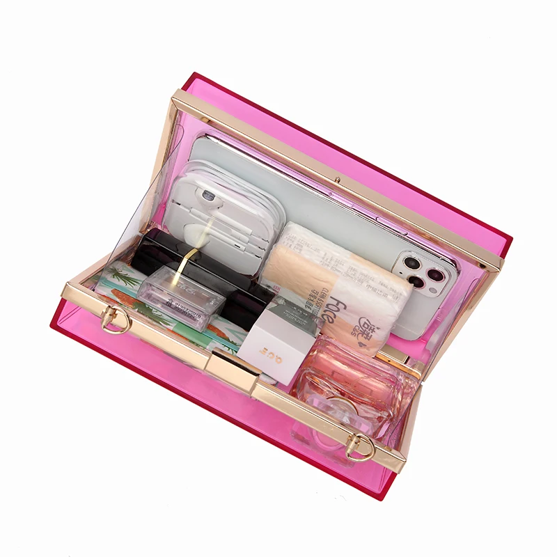 
2020 Wholesale trendy Multi colors two shoulder belt high quality clear acrylic ladies clutch evening bag 