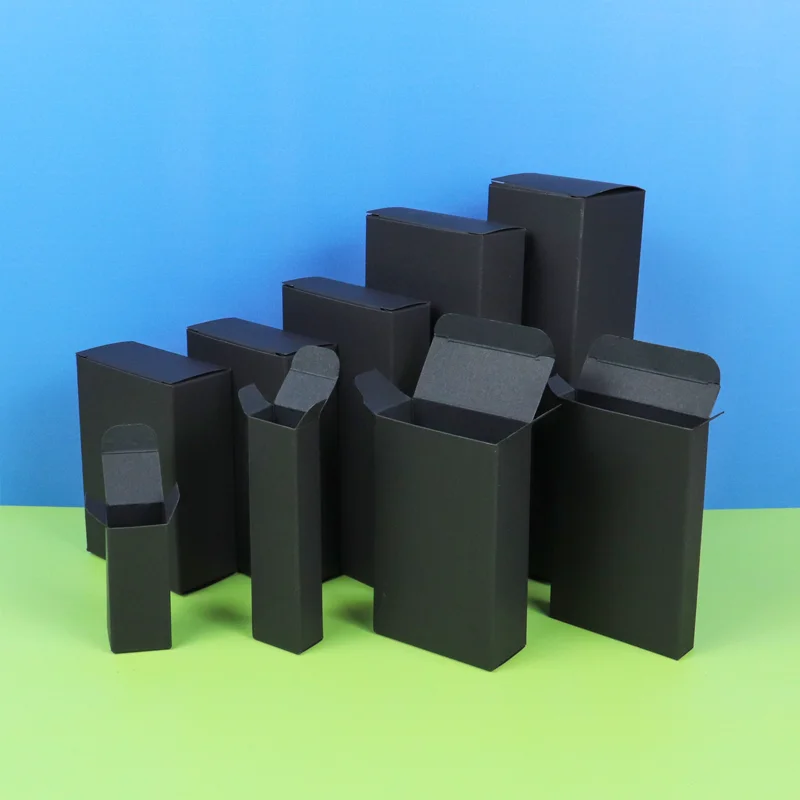 customized eco friendly products recycled materials black foldable top tuck gift creative packaging cardboard small paper box