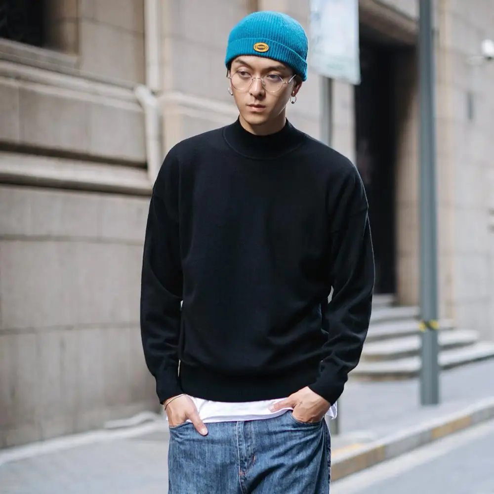 
Men cotton bulk blank plain pullover high quality sweater 