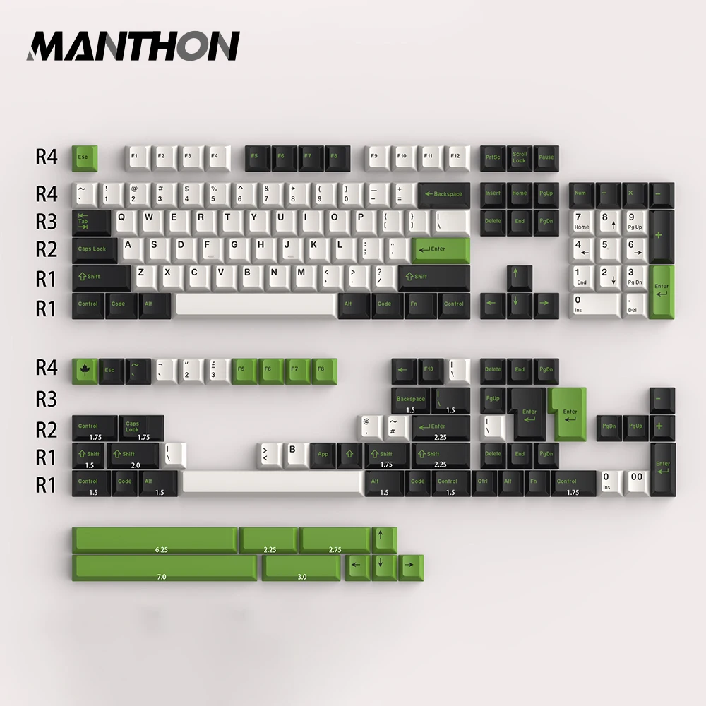 DAYE Keycaps 172 Keys GMK Panda Keycaps ABS Double Shot Key Caps Cherry Profile Black White Green Keycap