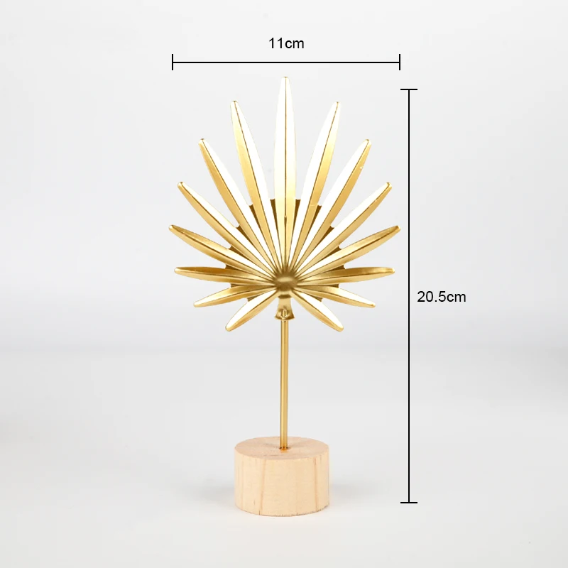 Hot Sales Leaf Statues Desktop Sculpture Ornaments Gold Home Decor For Living Room Bedroom Office Desktop With Wooden Base