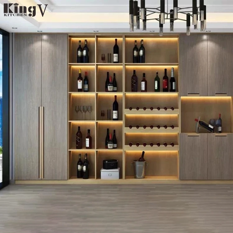 Luxury Modern Bar Partition Living room Dining Wood Glass Wine Cabinet