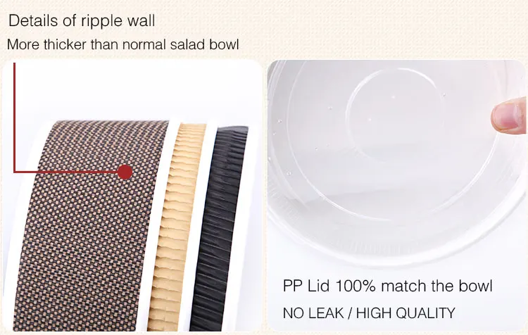 Good Hot Insulation Korean And Japanese Food Take Away Ripple Paper Bowl