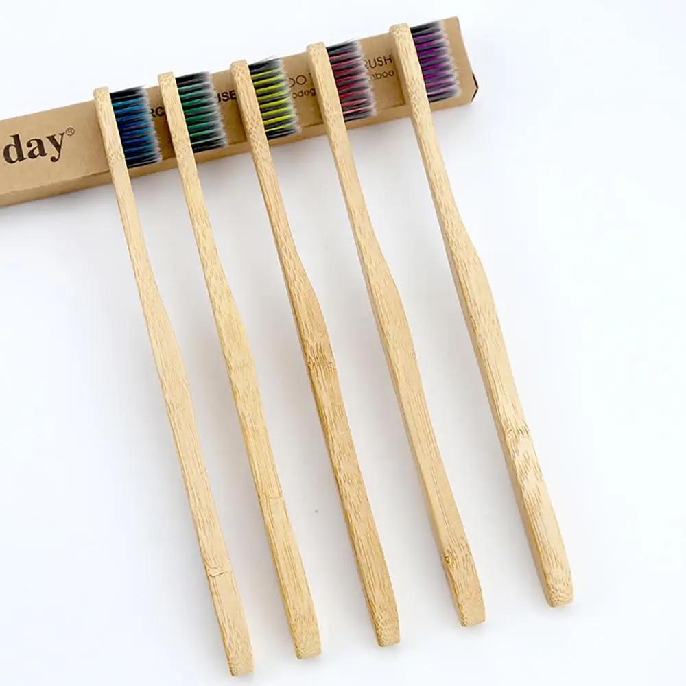
vegan friendly natural handle biodegradable eco bamboo toothbrush with soft tapered bristles bpa free and zero waste package 