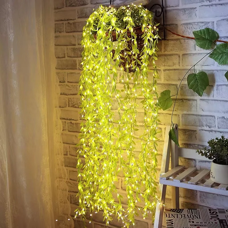 Home Room Decorations Small Vine Leaves Led Strip String Light with Remote Control 3x1m Twinkle 100 Led Window Curtain Lights