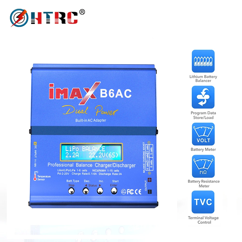 HTRC IMAX B6AC 80W 6A airsoft  Lipo Battery Balance Charger Discharger Dual Power Lipo Nimh Nicd Charger With Digital LCD Screen