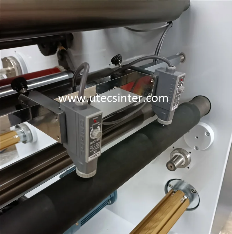 UTS450 Automatic Self Adhesive Sticker Cutting Machine, pvc pet aluminum foil label cutter rewinder