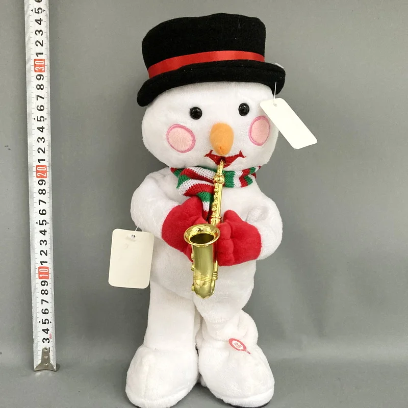Christmas electric plush toy deer snowman Santa Claus  dance with saxophone music and lights stuffed toy pretty Christmas gifts
