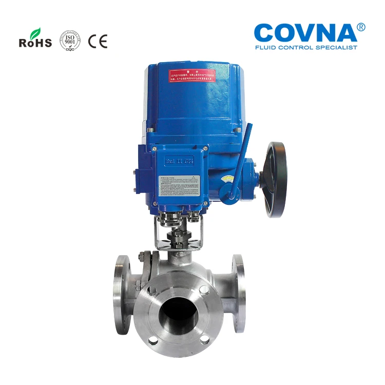 COVNA Electric Actuator Valve Flange End IP68 Explosion Proof 24V 2 Way 3Way 5 Inch Motorized Ball Valve