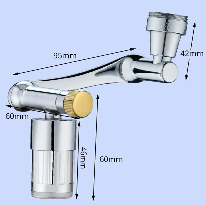 Rotary Faucets LED Temperature Sensitive 3-Color Light-up Water Saving 1440 Degree Swivel Faucets Nozzle Tap Adapter