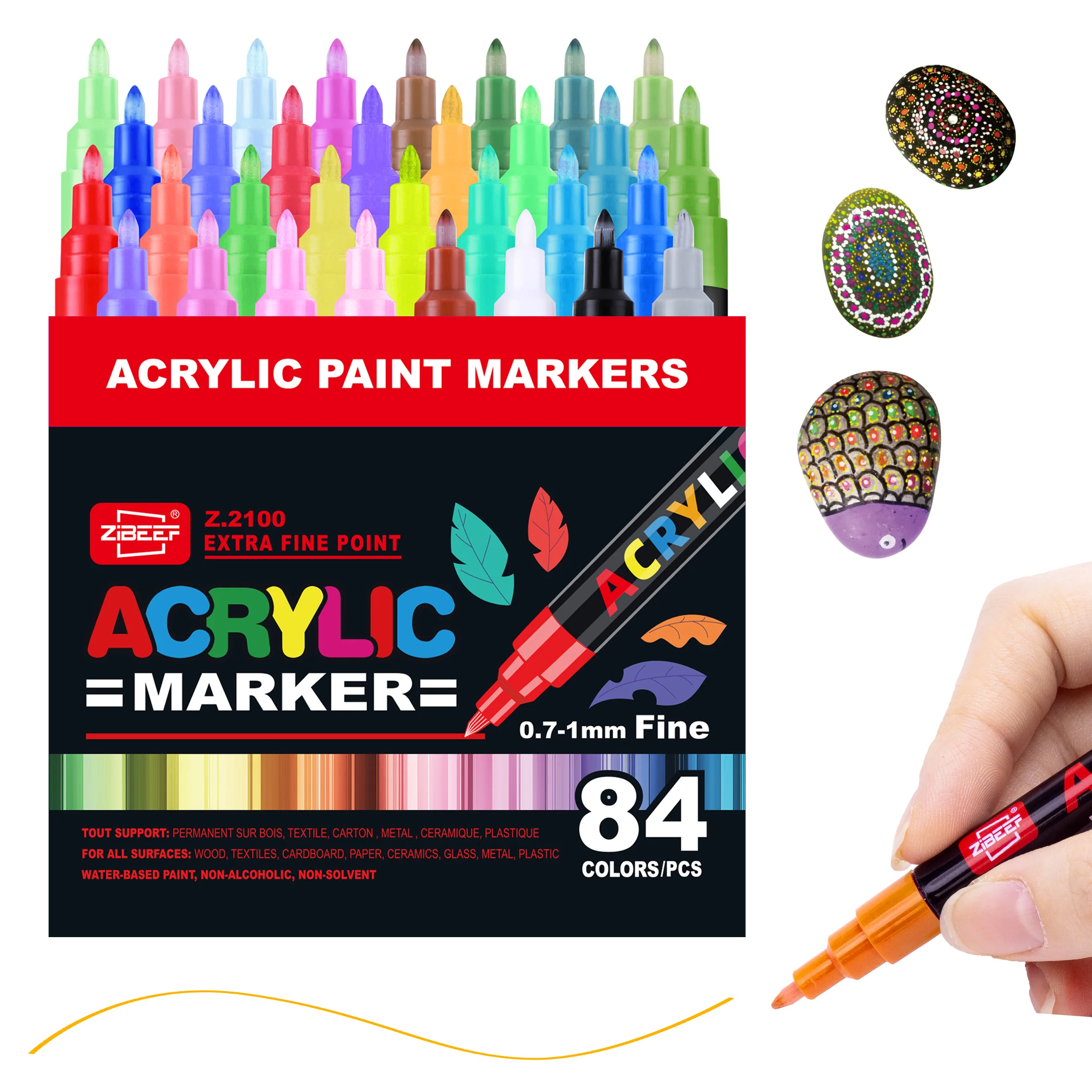 0.7mm Drawing Acrylic Marker Pen Wholesale 36 60 84 Colors Permanent Acrylic Paint Marker Pens Set