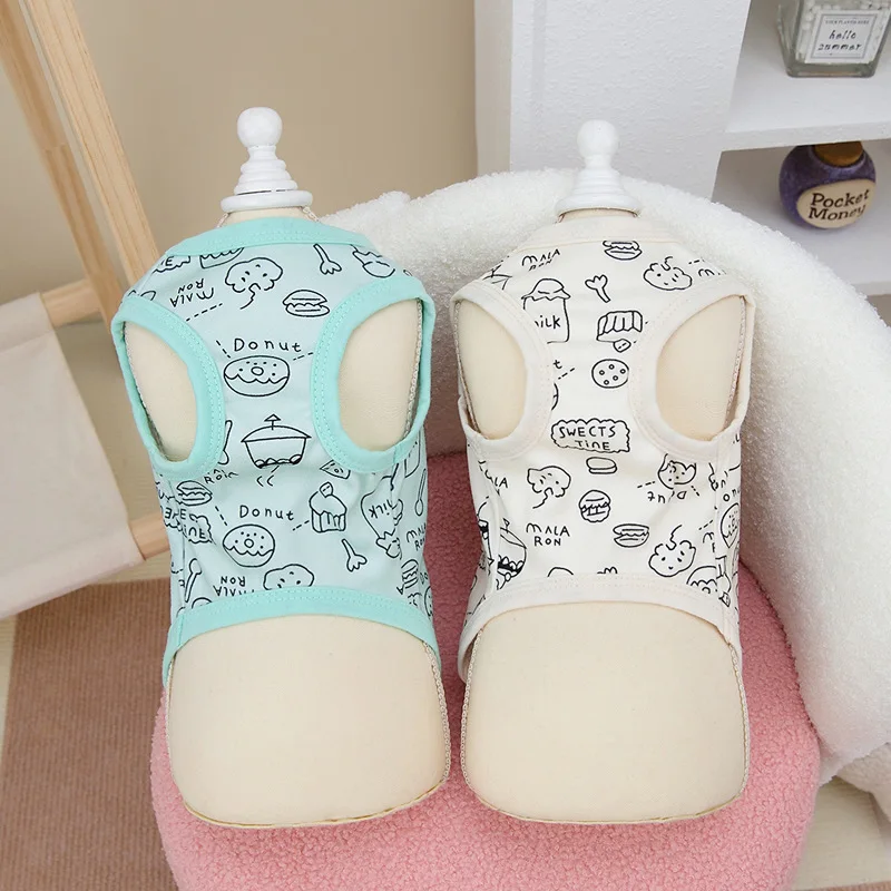 Pet Vest Clothes Cute Dogs T-Shirt Summer Printed Pattern Cotton Soft Breathable Small Cats Dogs Vest for Puppy Dogs