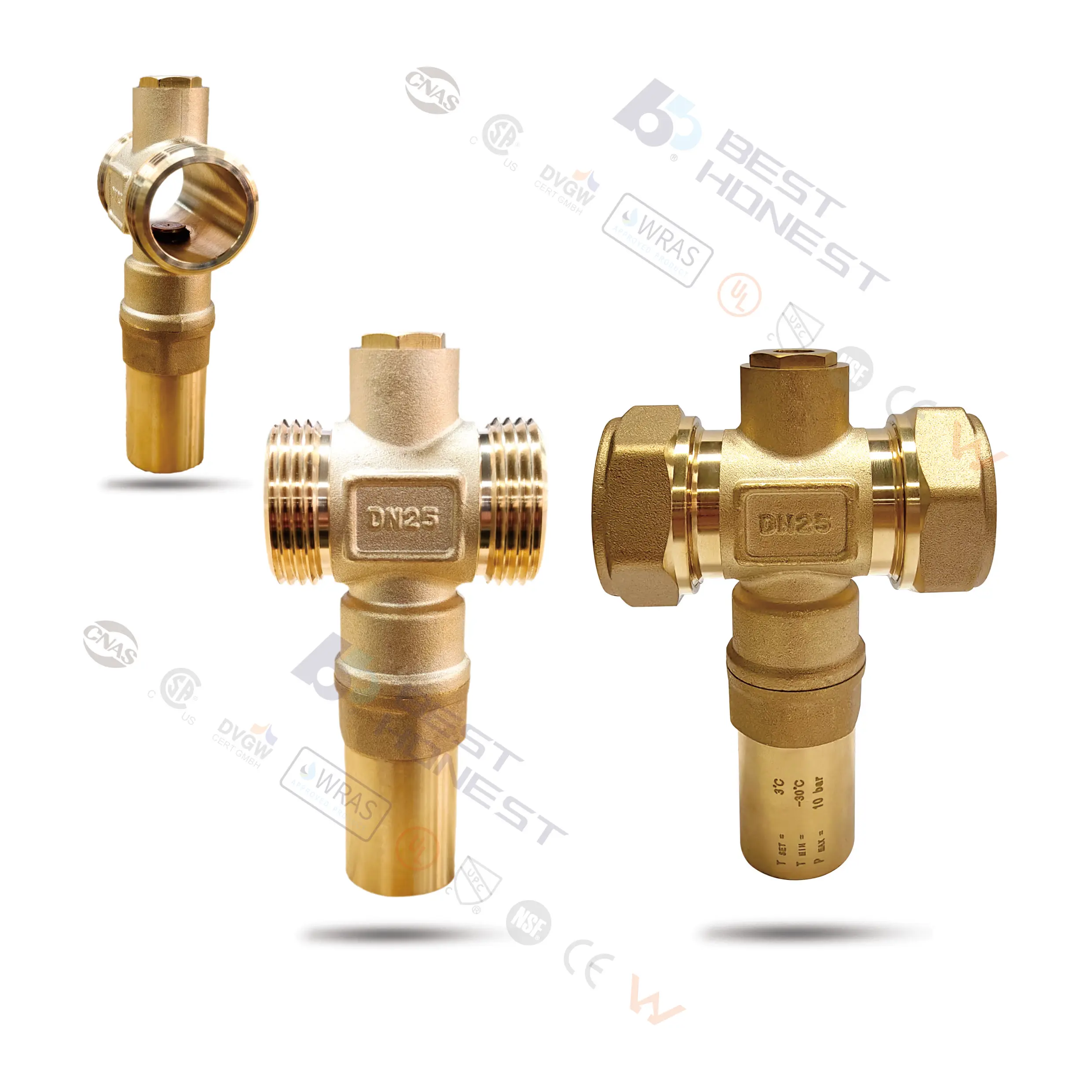 B&H Factory Sale 25mm 95100-Anti-Freeze Brass Hydraulic Safety Valve for Heat Pump System Gas Water Oil Media Chinese Supplier