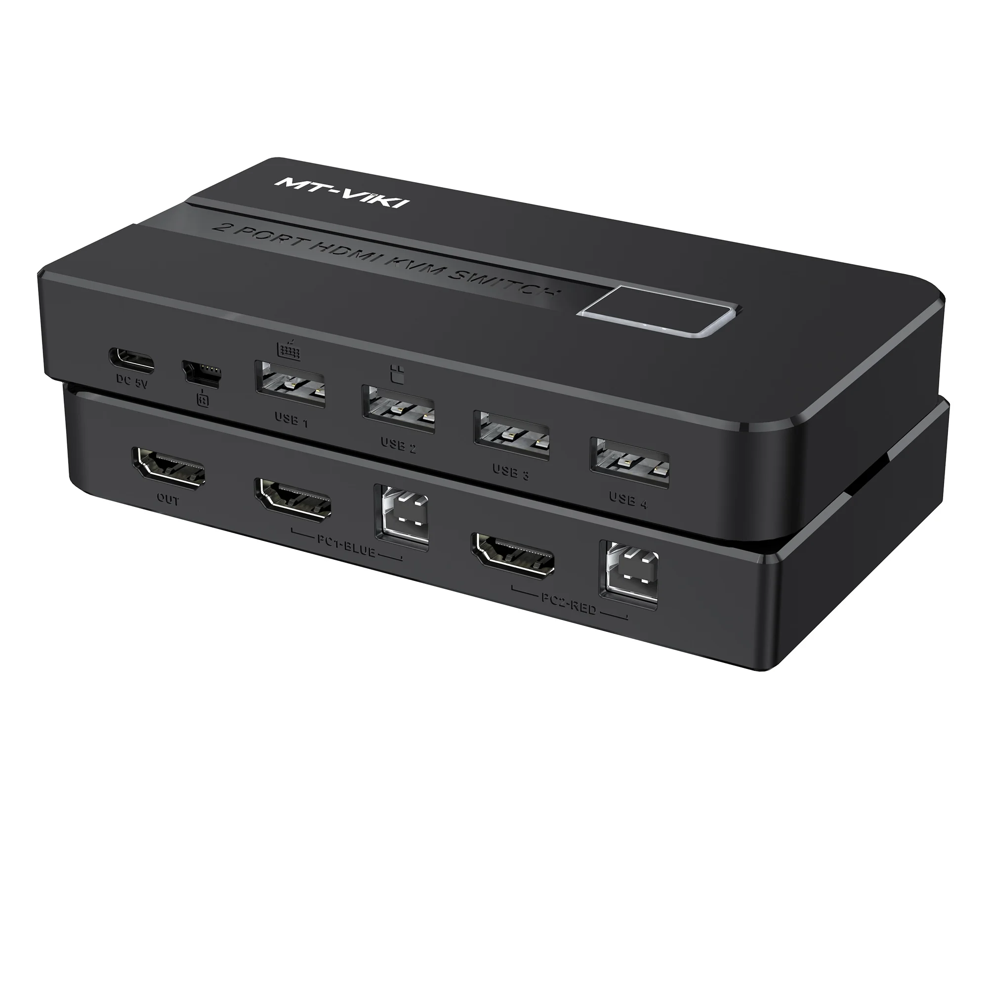 4K 30Hz HDMI KVM Switch 2 port + 2 Cables, MT-VIKI 2 Computer 1 Monitor 2 Port KVM Switch HDMI 2 in 1 out with Desktop Control