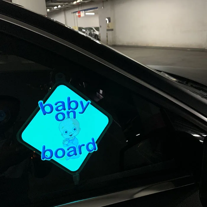 High quality LED Signs with Bright LED Lights for Car, Removable, USB Rechargeable Light Logo Signs for Window