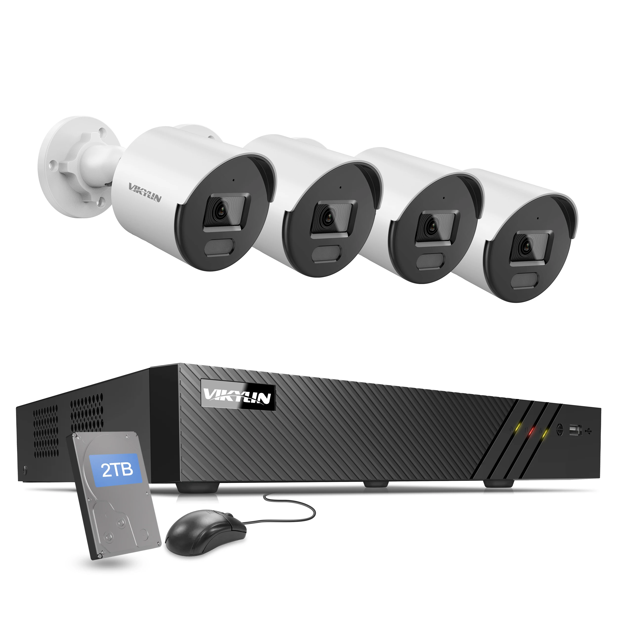 vikylin full color kits dome indoor out door ip67 mic sd slot 5MP motion detection 8ch poe nvr security camera