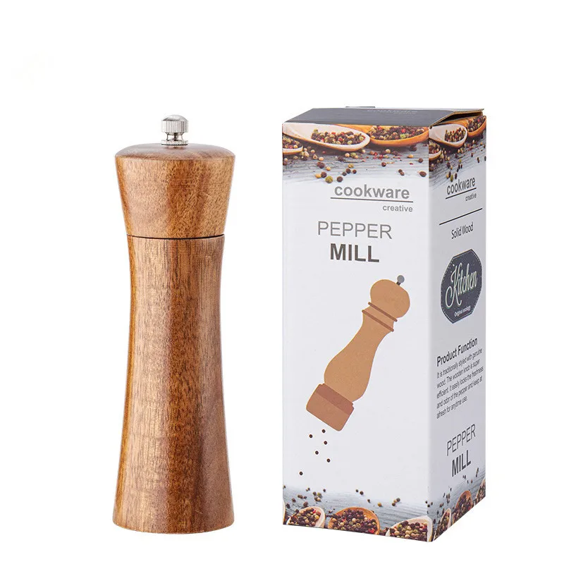 JTX092 Solid Wood Pepper Grinder Adjustable Ceramic Grinder Wooden Salt And Pepper Mill Cooking Tools Manual Pepper Grinder