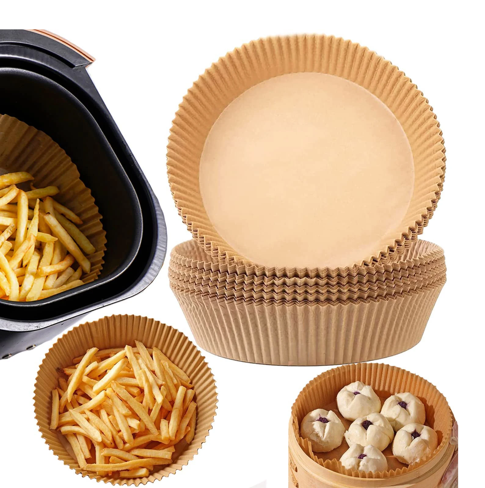 Set of 50PCS Non-Stick Oil Resistant Waterproof Paper Pads Disposable Parchment Air Fryer Paper Liner