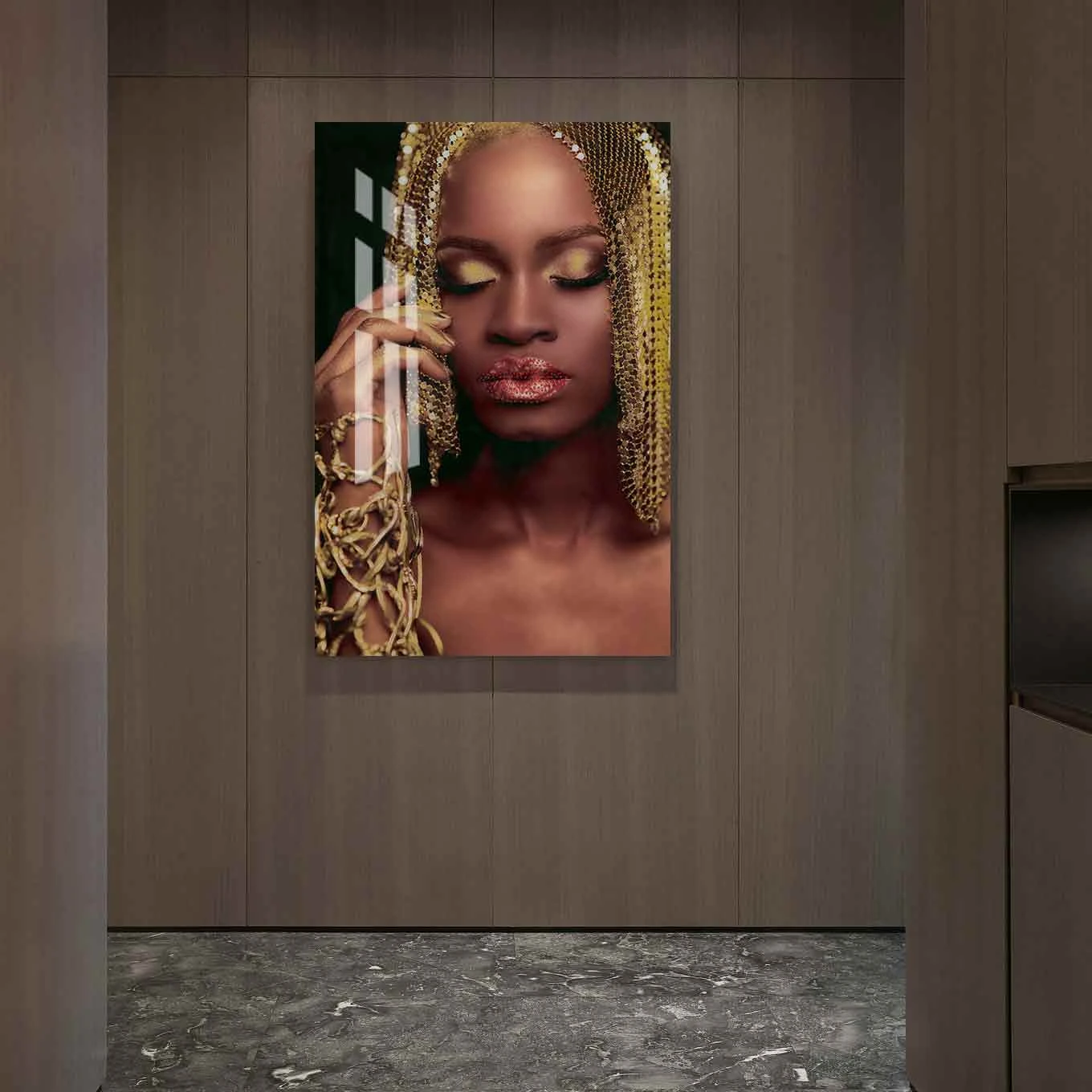 Crystal Porcelain HD Printed Pictures Art Work Office Furniture Living Room Wall Decorative Women Glass Painting