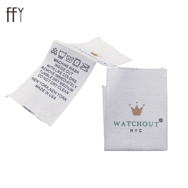 Custom Clothing Woven Labels Personalized Garment Care Neck Label With Sizes For Clothes