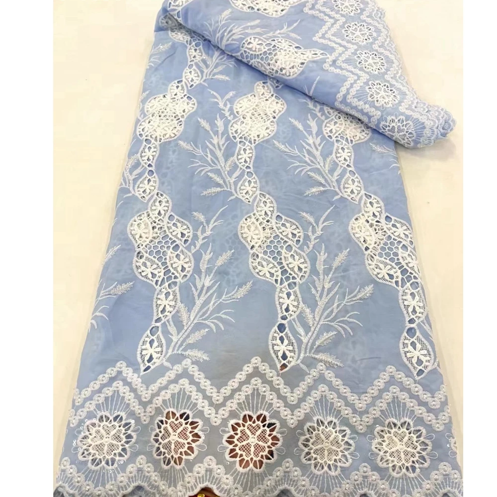 Austrian embroidery beautiful Laser embroidery guipure lace fabric embroidery cord lace Garment accessories lace with cord