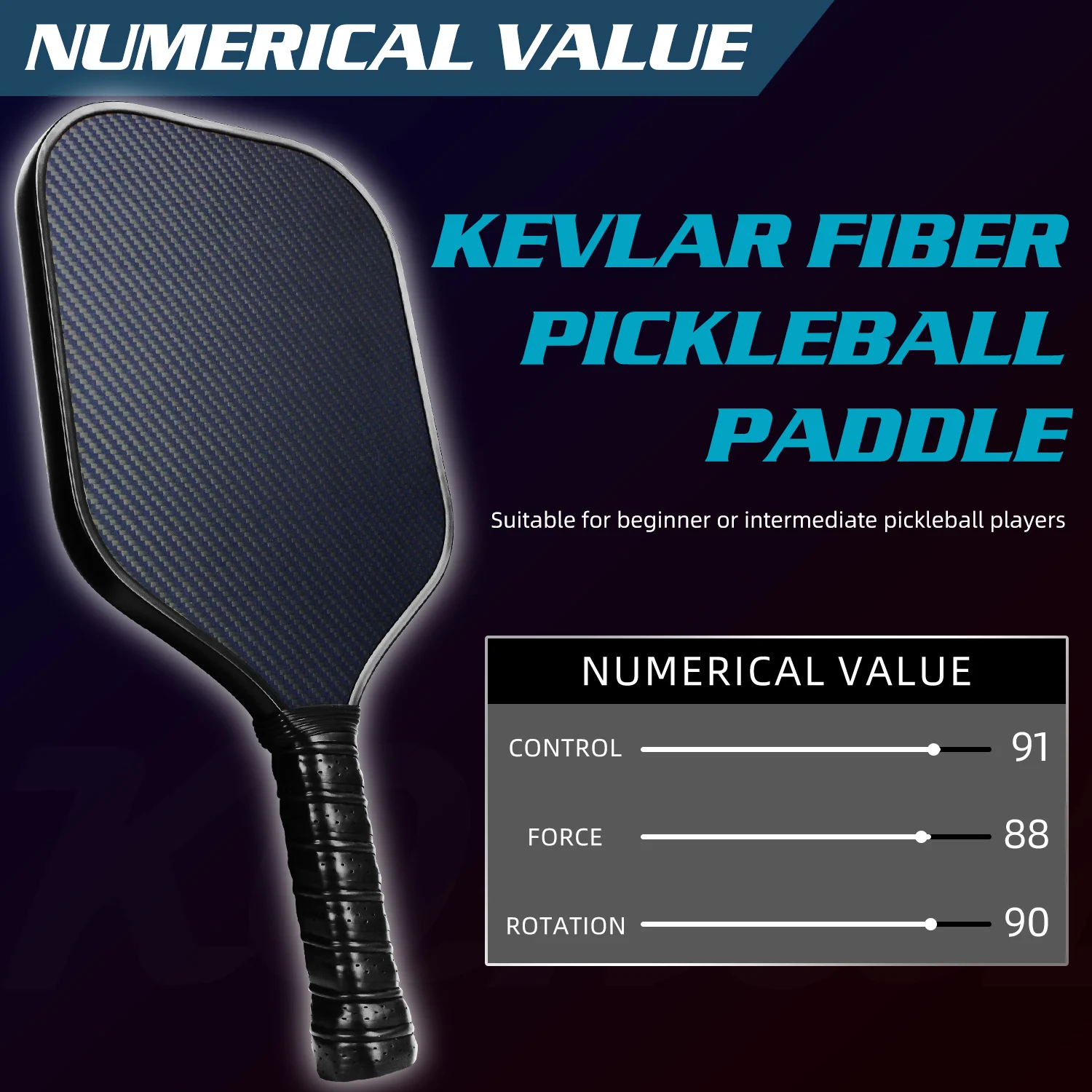 Popular texture 3K kevlar pickleball paddle Kevlar Cold Pressed Raw Carbon Fiber Pickleball Paddle