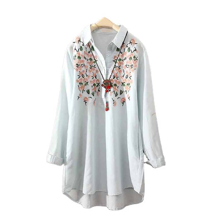 OEM/ODM производство, профессиональный дизайн, вышитые женские весенние блузки и рубашки