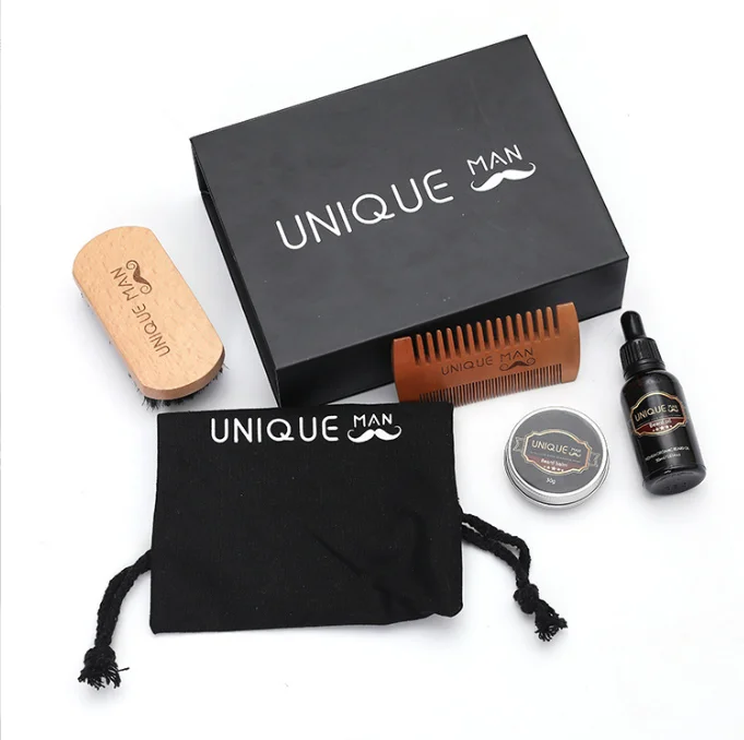 Wholesale custom private label face skin care kit 4pcs set beard kit for men grooming care
