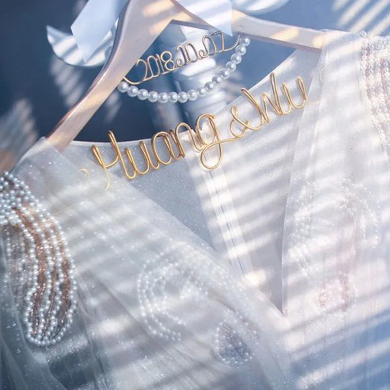 Wedding Dress Hanger Personalized Bride Name Choice Of Silver Words Wood Hanger With Notches In Hanger Bridal Bridesmaid Gift