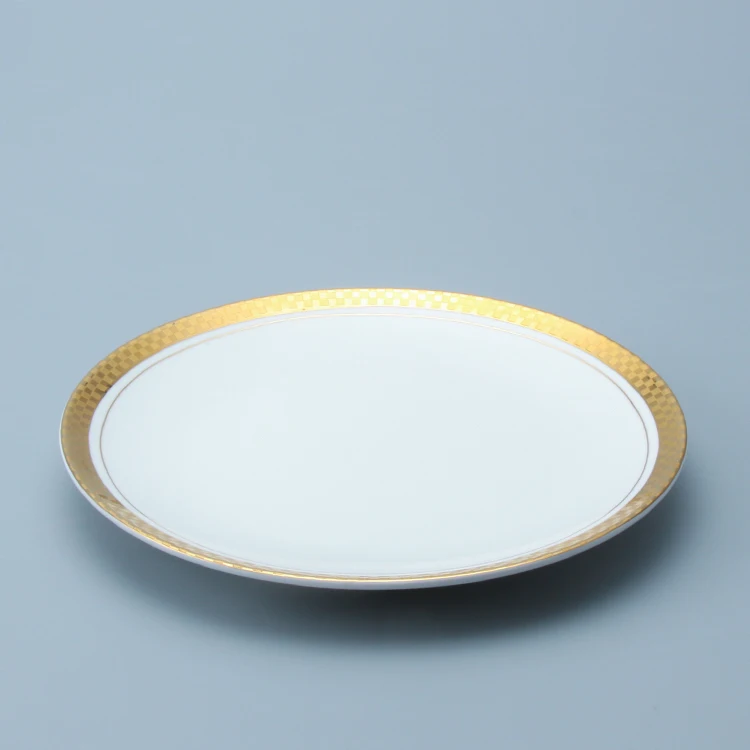 Popular Wholesale Ceramic Tableware Charger Plates Set, Porcelain Gold Wedding Dinnerware Dinner Dishes Plates Charger Sets