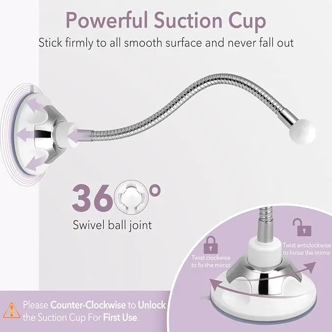 Portable 15X Magnifying flexible mirror wall mirrors home decor modern round miroir Suction Cup Shower Bathroom Shaving