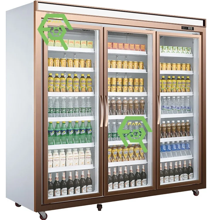 Popular glass three-door storage refrigerator fruit fresh-keeping display cabinet cola refrigerator
