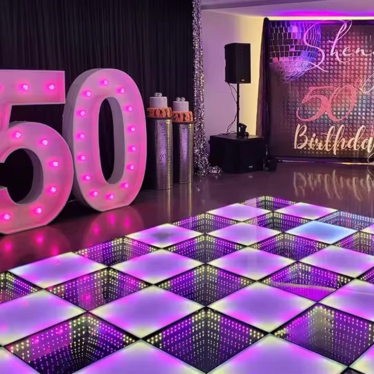 Wholesale price portable light up white interactive china video 3d led display mirror dance floor panels tiles wedding magnetic