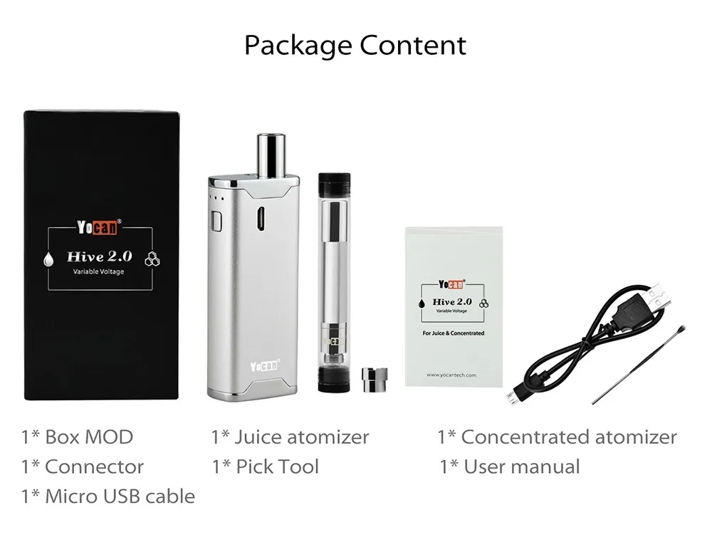  Новое поступление Yocan! Yocan Hive 2 0 магнитный разъем 650 мАч аккумулятор в 1 стартовый