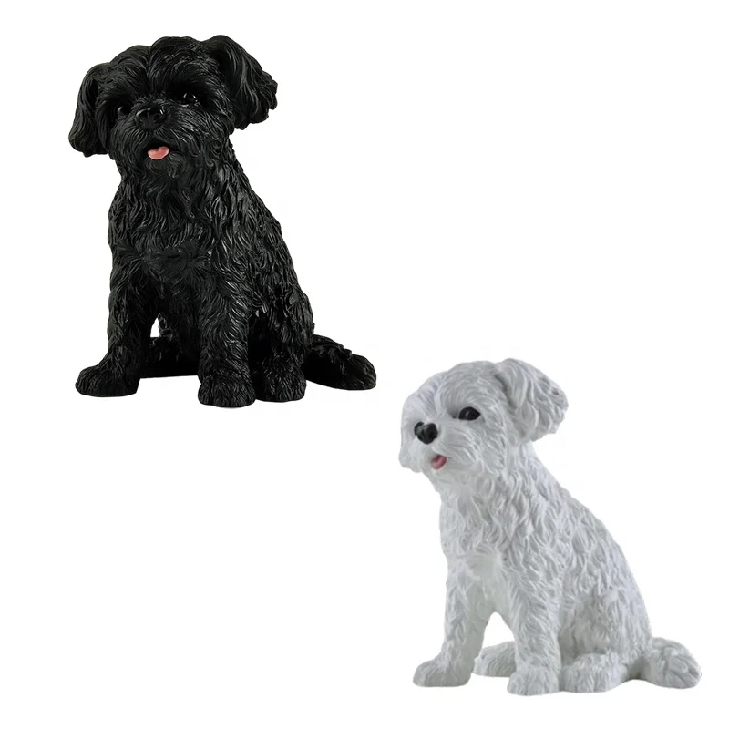 Wholesale custom home tabletop decoration pet figurines Cute resin Maltese breed puppy dog Statue