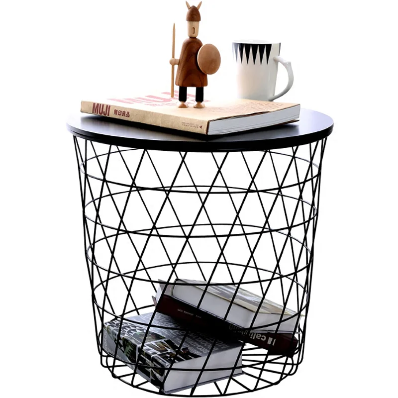 Storage Side Table Metal wire Storage Tea Table multifunction coffee Table