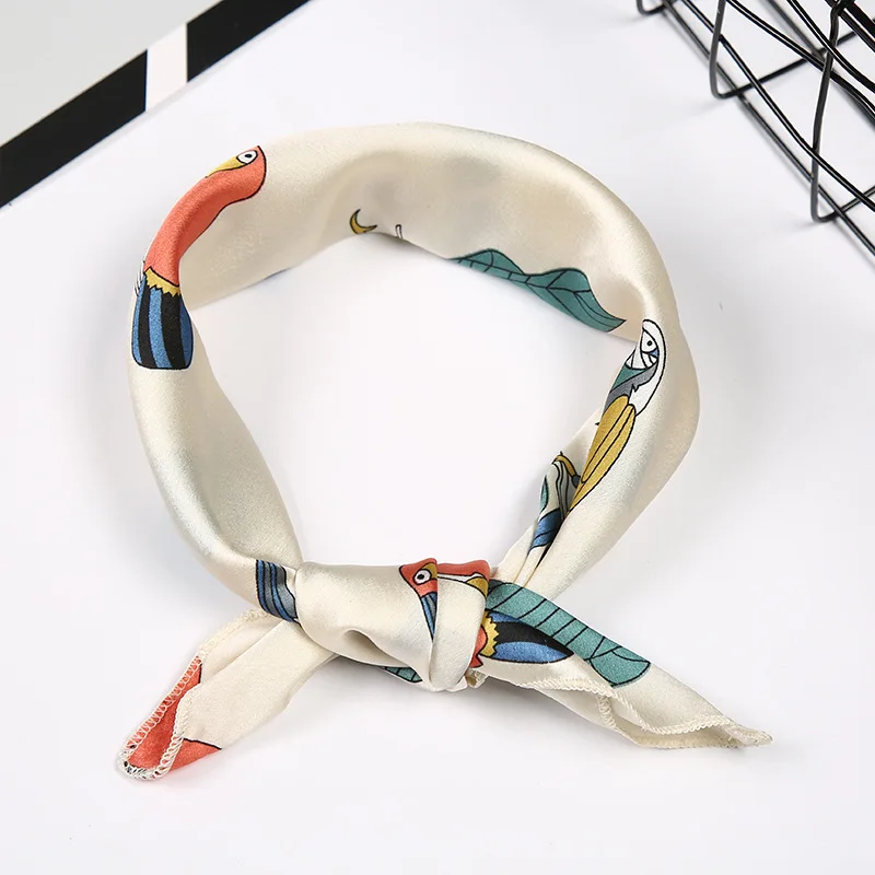 Custom Logo Women Silk Scarves Digital Printed Small Square Silk Scarf for Hair