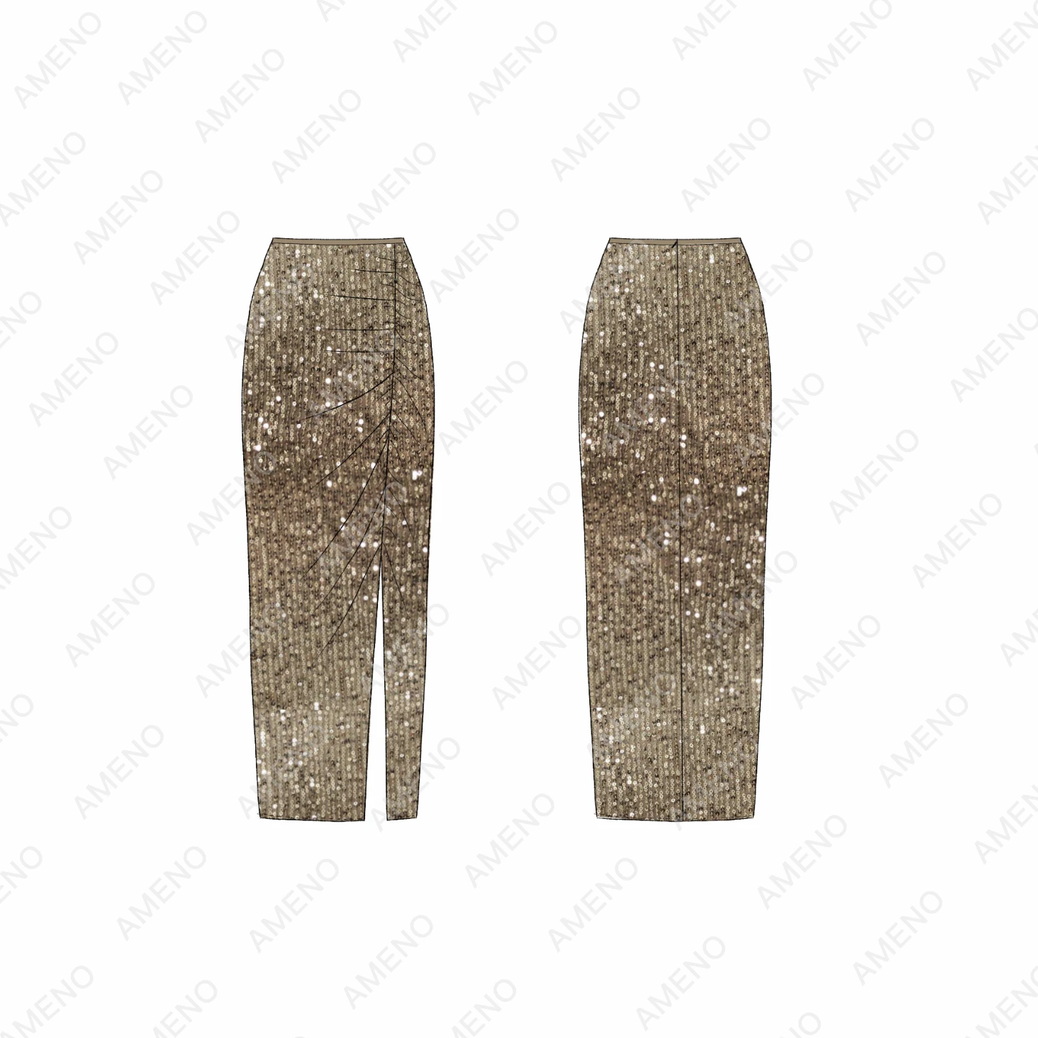 2024 New Arrival Shine Sequin Solid Color High Waisted Party Midi Skirt Women