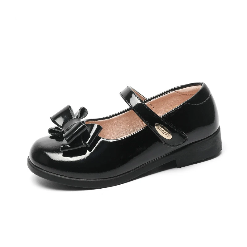 
Spring 2020 Girls Genuine Leather Flats Toddler/Little/Big Kid School Uniform Bow Mary Jane Children Show Princess Dress Shoes 