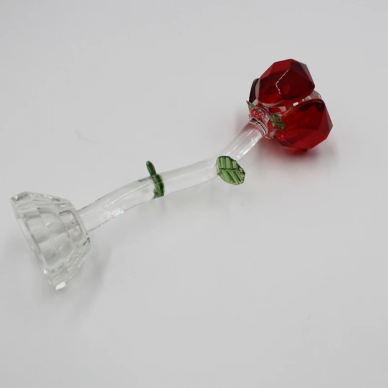 Crystal gift Clear red Crystal flower red crystal roses For Garden Decorative Item