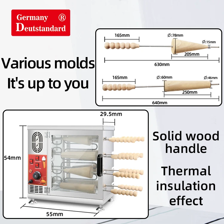 electric 16 wood chimney cake roller kurtos kalacs oven ice cream cone maker snack machine