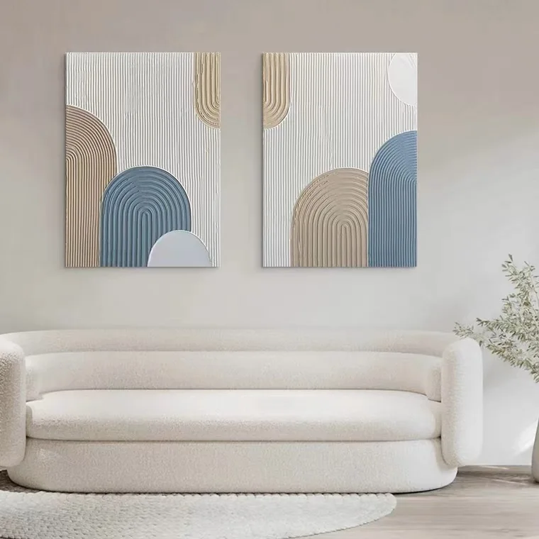 3D Textured Minimalist Handmade Abstract Wall Art Decor White Canvas Oil Painting for Home Hotel Office